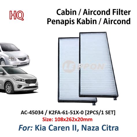 Leppon Cabin Aircond Filter Kia Caren Ii Naza Citra Penapis Kabin Aircon Ac 45034 K2fa 61