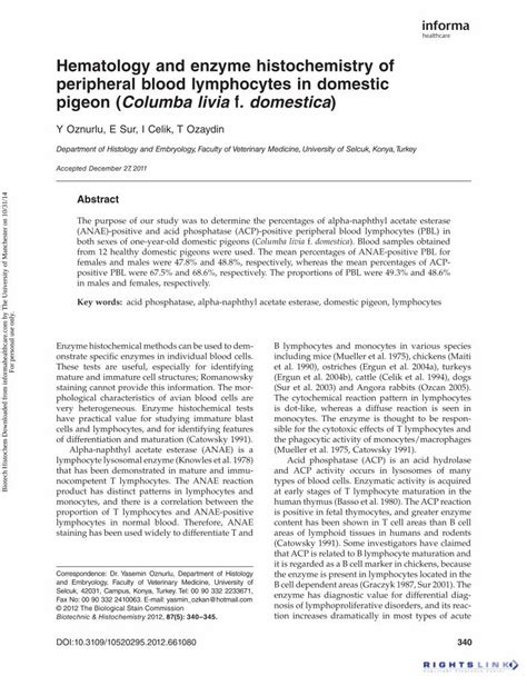 PDF Hematology And Enzyme Histochemistry Of Peripheral Blood