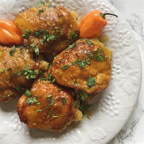 Mango Habanero Crispy Chicken Thighs A Dash Of Dolly