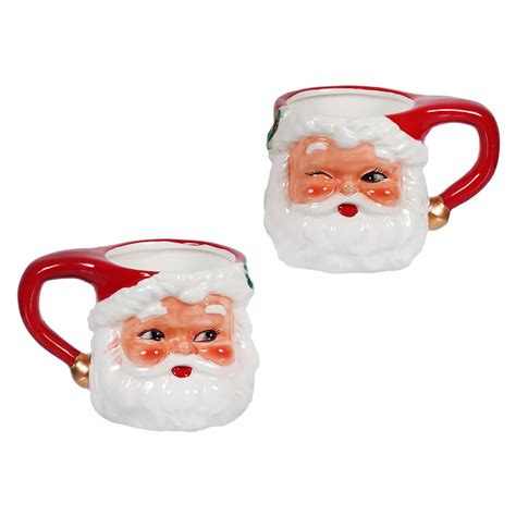 Retro Santa Mini Mugs Set2 By Transpac Traditions