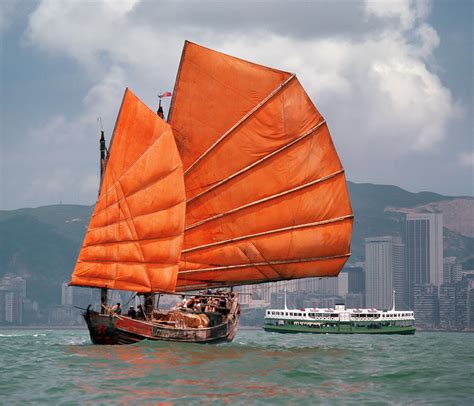 Traditional Junk Boat In Hong Kong By Harald Sund