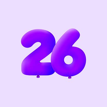 Purple 3d Number 26 Balloon Realistic 3d Helium Purple Balloons Stock Illustration - Download ...