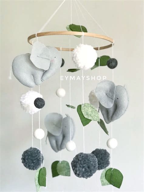 Elephant Mobile Baby Mobile Elephant Animals Nursery Mobile Etsy