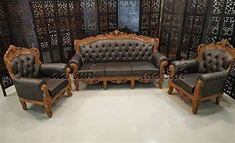 Aarsun Fully Carved Wooden Sofa Set 3 1 1 Classic Living Room Set In