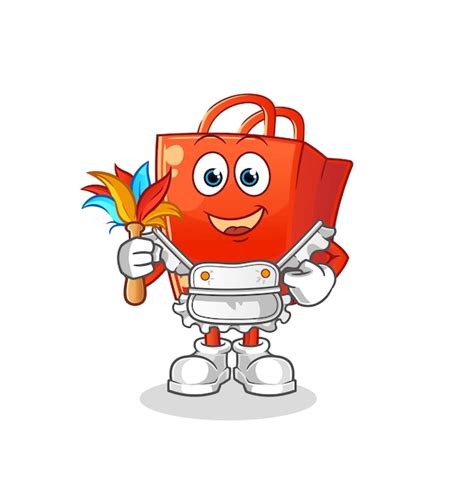 Premium Vector Shopping Bag Maid Mascot Cartoon Vector