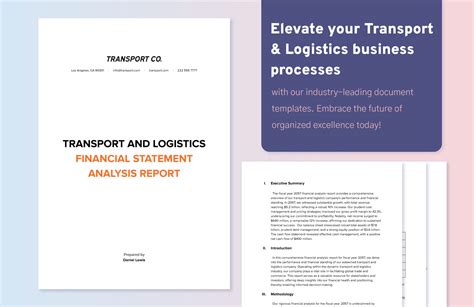 Transport And Logistics Financial Statement Analysis Report Template In