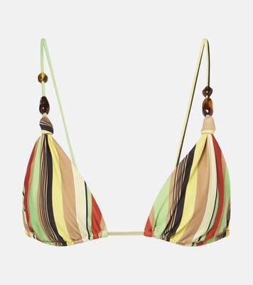 Poolside Embellished Striped Bikini Top In Green SIR Mytheresa