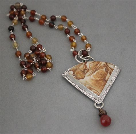 Jasper Necklace Jasper Pendant Carnelian Necklace Healing