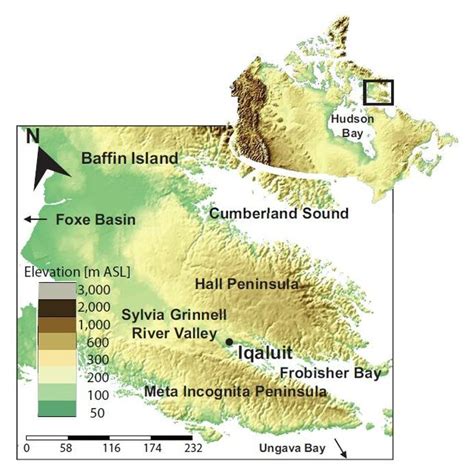 Digital Elevation Model And Bathymetry For Inner Frobisher Bay Figure