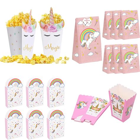 Caja De Palomitas De Ma Z Con Dise O De Unicornio Contenedor De Dulces