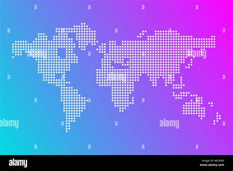 dotted world map on blue and pink gradient background Stock Vector ...