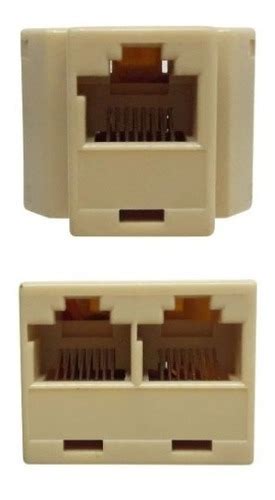 2 Adaptador Duplicador Para Cabo De Rede Rj45 Fêmeas Bege