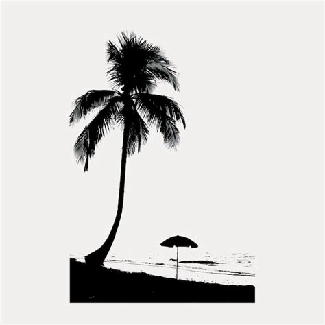 Premium Vector | Tropical beach silhouette art