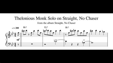 Thelonious Monk Solo On Straight No Chaser Piano Transcription