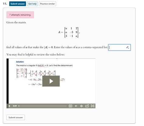 Solved Given The Matrixa A A A Find All Values Of A Chegg