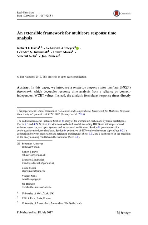 SOLUTION An Extensible Framework For Multicore Response Time Analysis