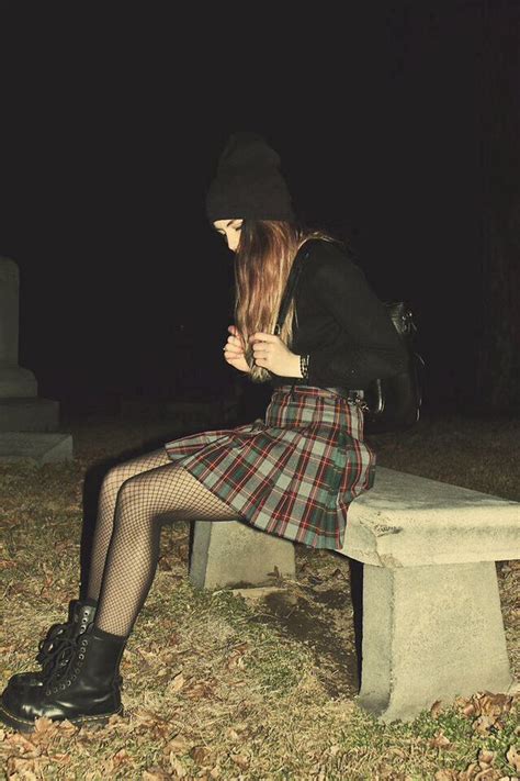 Plaid Skirt Fishnets Doc Martens Pale Grunge Hipster Fashion