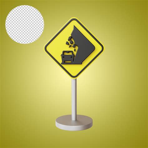 Falling Rocks Road Sign Trafic D Rendering Psd Premium