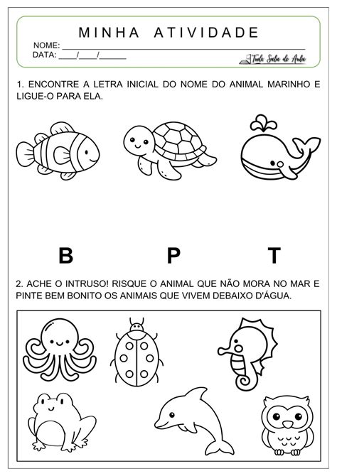 Atividades Animais Marinhos Educação Infantil