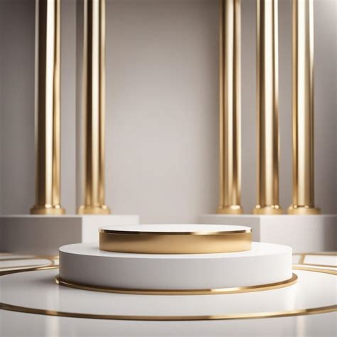 Premium Photo White And Gold Podium Background