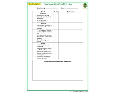 Sustainability Checklist Template