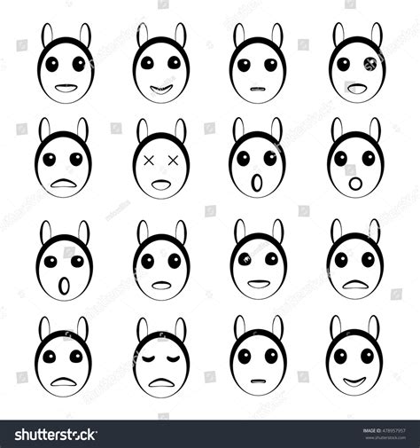 Set Of Cute Doodle Faces.Vector Illustration - 478957957 : Shutterstock