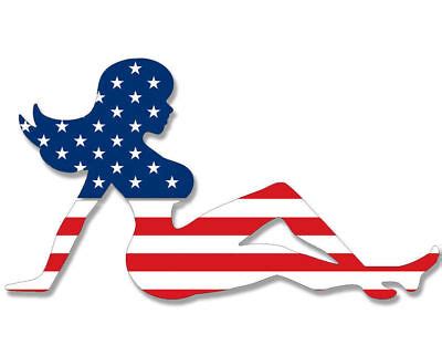 Mudflap Girl Shaped Usa Flag Sticker American Chick Mud Funny Trucker