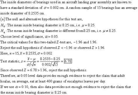 Solved The Inside Diameters Of Bearings Used In An Aircraft Landing