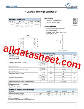 VBA2102M 데이터시트 PDF VBsemi Electronics Co Ltd