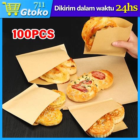 Jual 100Pcs Burger Wrap Kantong Kertas Donat Laminasi Paper Bag Makanan