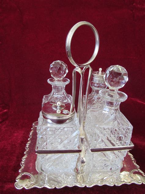 Hand Cut Crystal 4 Bottle Cruet Set George C Birlant And Company