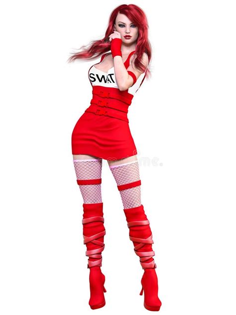 3D Comics Cosplay Anime Secret Agent Woman Stock Illustration ...