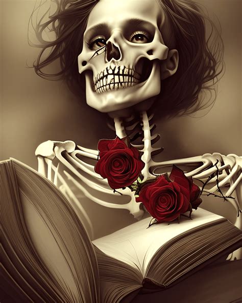 Amazing Detailed Hyper Realistic Skeleton Reading Book Sitting In