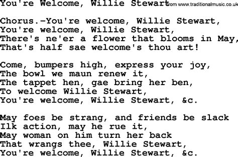 You're Welcome, Willie Stewart - Rober Burns Songs and lyrics