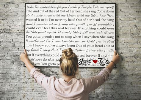 Wedding Song Lyrics Wall Art Anniversary T For Him Newlywed T