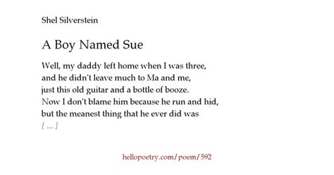 A Boy Named Sue by Shel Silverstein — Hello Poetry