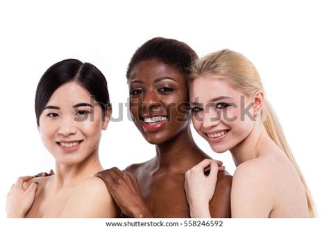 Concept Of Three Different Ethnicity Of Women Being Very Close One To