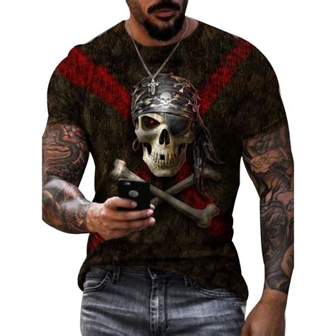 Mens 3d Print Skull Muscle Graphic T Shirt Unisex Soft Fitted Top