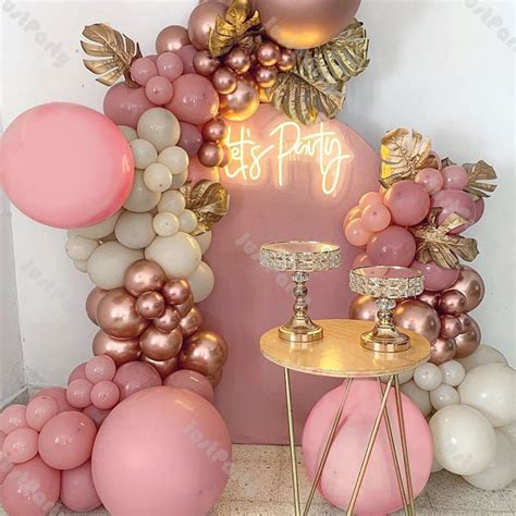 119pcs Dusty Pink And Chrome Rose Gold Balloon Arch Garland Etsy Israel