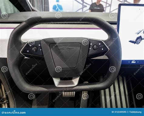 Tesla Cybertruck Steering Wheel Editorial Image - Image of evcar, speed: 312249595