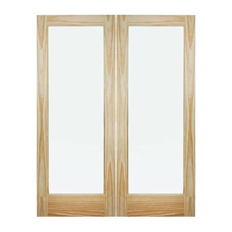 Full Lite Classic Stain Grade Pine Interior Double Door Slabs French