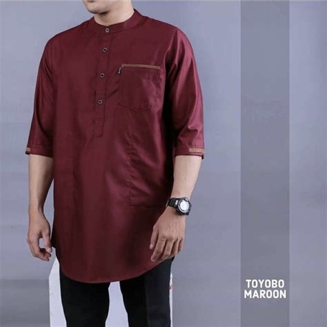 Jual Baju Koko Kurta Pria Dewasa Lengan 3 4 Bahan Toyobo Fodu Original