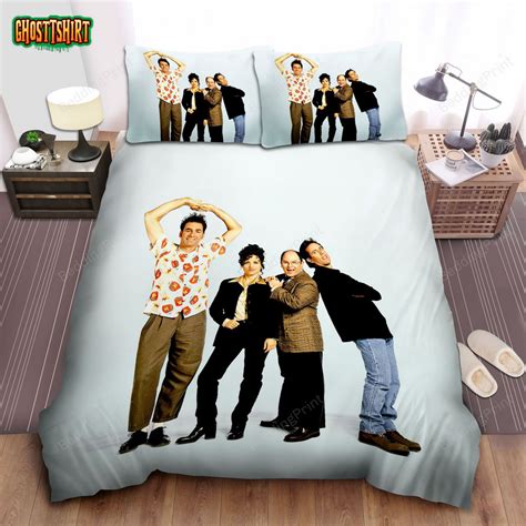 Seinfeld Main Characters Posing With Original Logo Bed Sheets Duvet