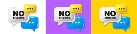 No Smoking Tag Stop Smoke Sign Chat Speech Bubble 3d Icons Vector