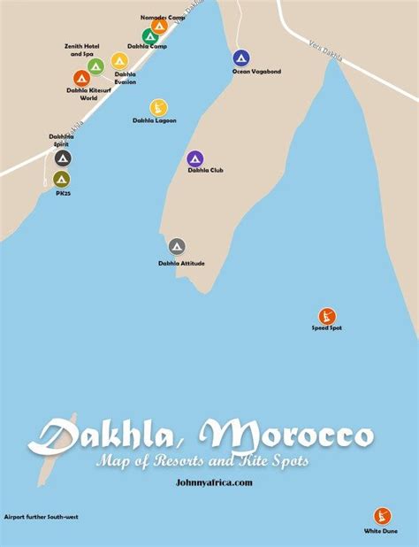 Map of Kitesurf Resorts in Dakhla, Morocco