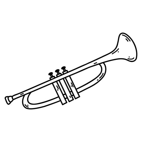 Doodle Trumpet Pipe Vector Sketch Illustration Of Musical Instrument