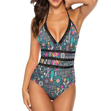 Flowers And Stems New Sexy Mesh Patchwork Swimwear One Piece Swimsuit