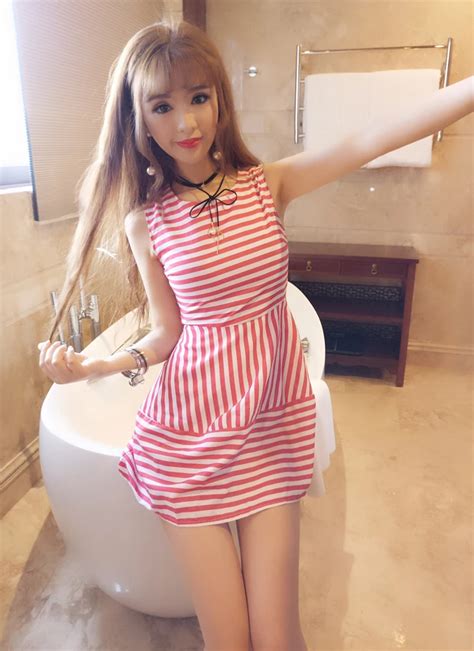 Japanese Style 2017 Summer Girls Mini Casual Dress Sweet Strip Vestidos