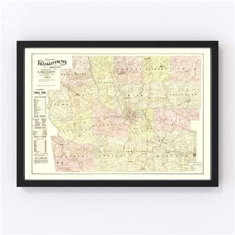 Vintage Map of Franklin County, Ohio 1883 by Ted's Vintage Art