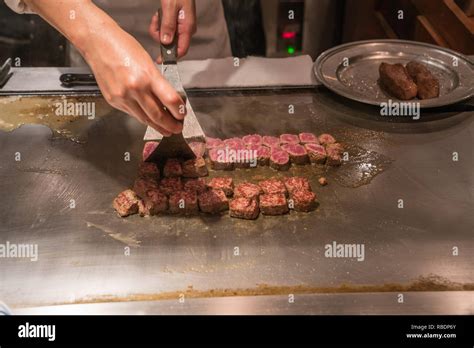 Chef Hand Cook Wagyu Kobe Beef Steak Stock Photo Alamy